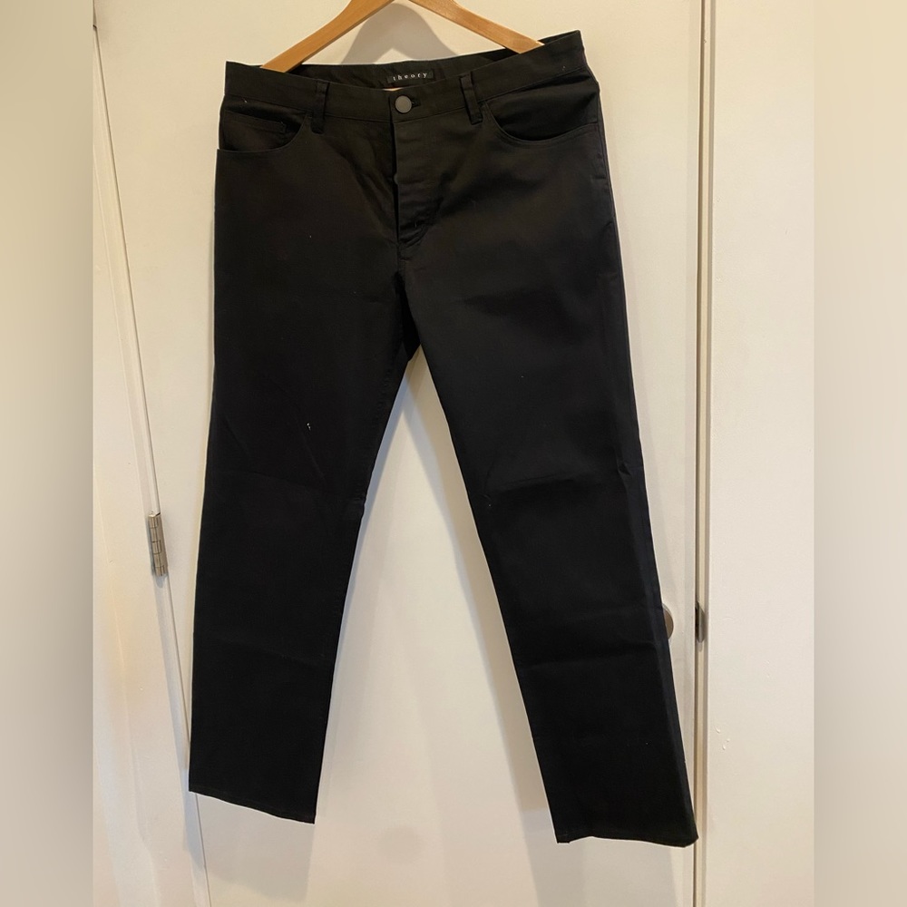 Mens Theory Button Fly Black Pants